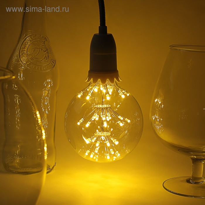 Лампа светодиодная декоративная "Шар", G95, 3 Вт, E27, 135х95, теплый белый - Фото 1