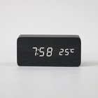 Часы - будильник электронные "Цифра-Т" настольные с термометром, деревянные, ААА, USB - фото 8670490