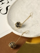 Серьги висячие «Шар плетёный», цвет чёрный в золоте, 6.5 см - Фото 4