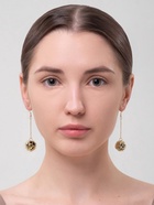 Серьги висячие "Шар плетёный", цвет чёрный в золоте - фото 809464974