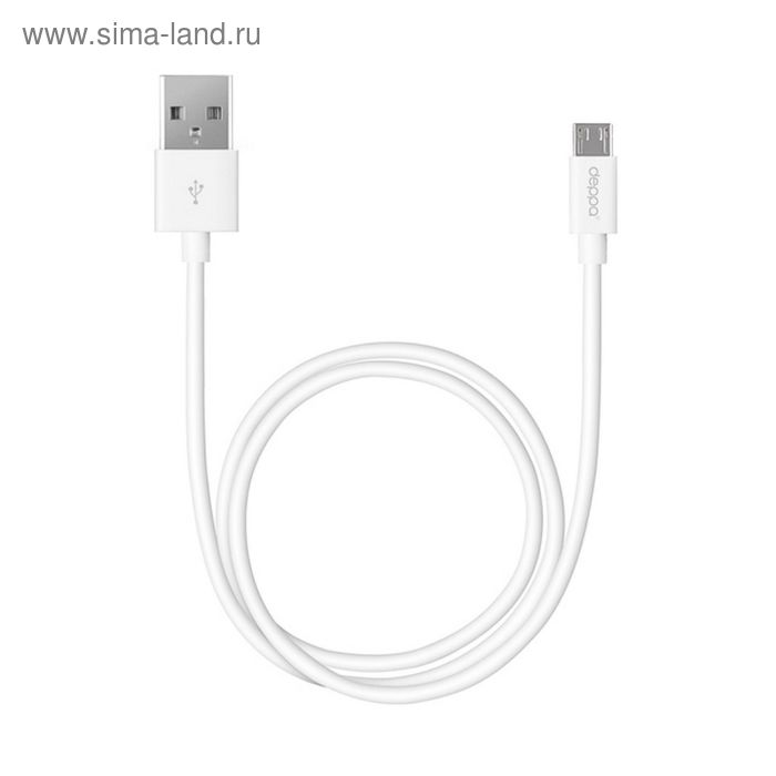 Кабель Deppa (72167) micro USB, белый, 1,2 м - Фото 1