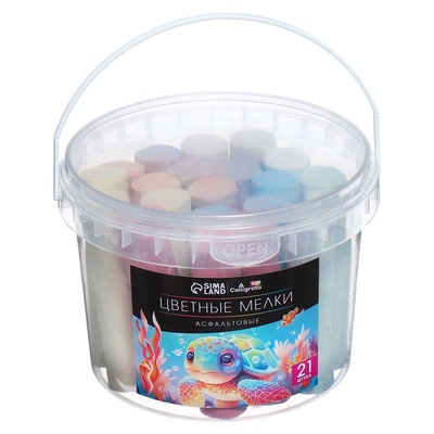 Мелки цветные для асфальта, Calligrata TOP, 21 штука, 7 цветов, цилиндр