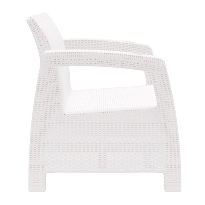 Диван «Ротанг» двухместный, 127×70×79 см, белый, с подстаканниками