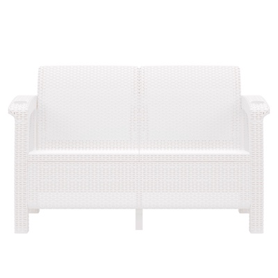 Диван «Ротанг» двухместный, 127×70×79 см, белый, с подстаканниками