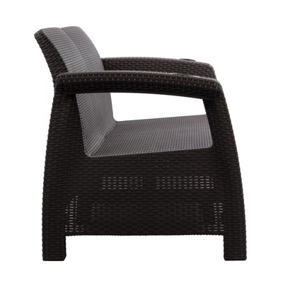 Диван «Ротанг» двухместный, 127×70×79 см, мокко, с подстаканниками