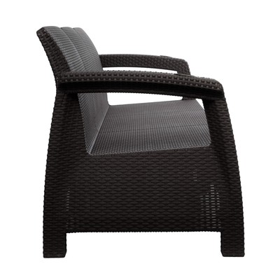 Диван «Ротанг» трёхместный, 188×70×79 см, мокко, с подстаканниками