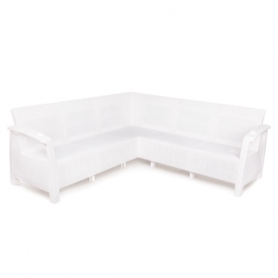 Диван «Ротанг» угловой, 200×200×79 см, белый, с подстаканниками