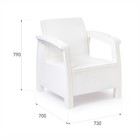 Кресло "Ротанг", с подстаканниками, 73х70х79 см, цвет белый - фото 320136612