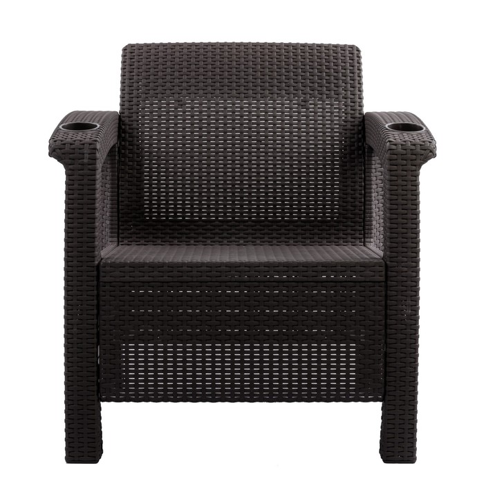 Кресло "Ротанг", с подстаканниками, 73х70х79 см, цвет мокко - фото 1908378769