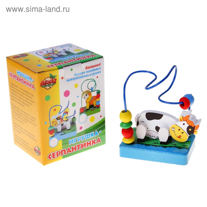 Cерпантинка, 2 вида "Коровка на резинке", цветное основание, 8 бусин - Фото 1