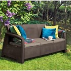 Диван Corfu Love Seat Max, 3-местный, 180 × 70 × 80 см, искусственный ротанг, коричневый - Фото 2