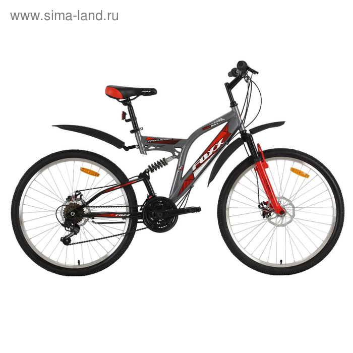 Велосипед 26" Foxx Freelander D, 2018, цвет серый/красный, размер 18"