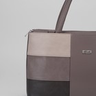Сумка женская, 2 отдела на молнии, наружный карман, цвет коричневый/серый - Фото 4