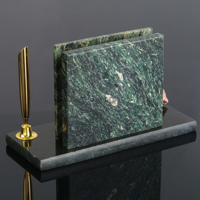 Набор настольный "Герб на флаге", змеевик