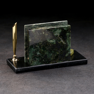 Набор настольный «Герб на красном фоне», с подставкой для ручки, змеевик