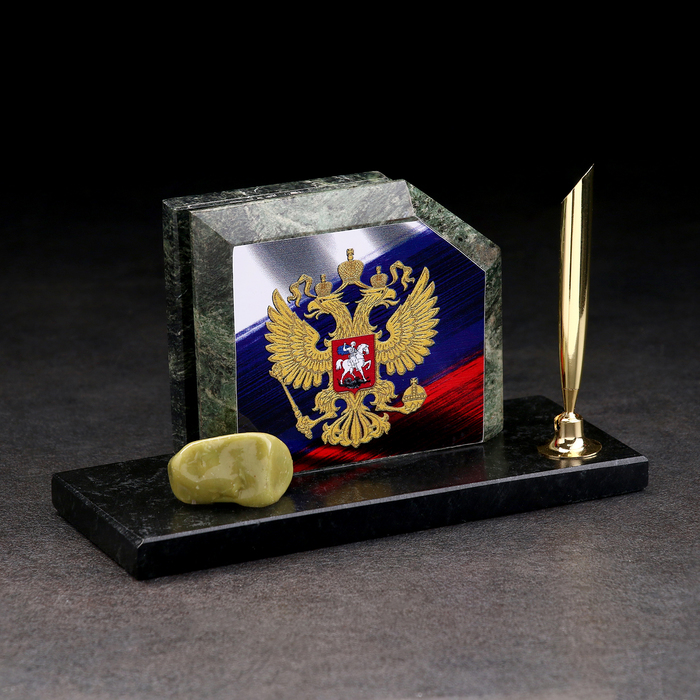 Органайзер-подставка настольный «Флаг с гербом», скос, змеевик - Фото 1
