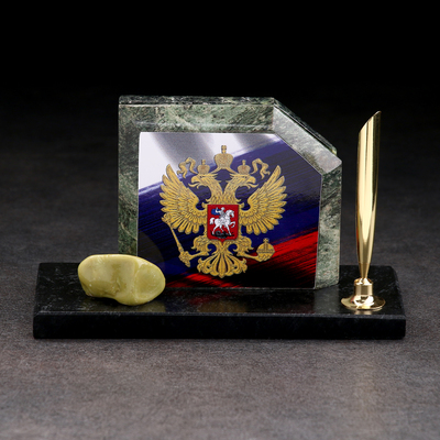 Органайзер-подставка настольный «Флаг с гербом», скос, змеевик