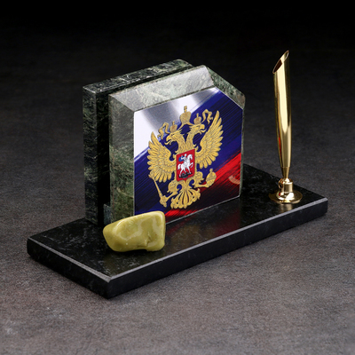 Органайзер-подставка настольный «Флаг с гербом», скос, змеевик