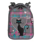 Рюкзак каркасный Stavia 36 х 28 х 16 см, эргономичная спинка, для девочки, «Черная кошка», серый - Фото 1