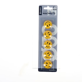 Магниты для досок 'Смайлики' 30 мм, 5 штук, GLOBUS желтые