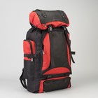 Рюкзак туристический, отдел на шнурке, 5 наружных карманов, цвет чёрный/красный - Фото 1