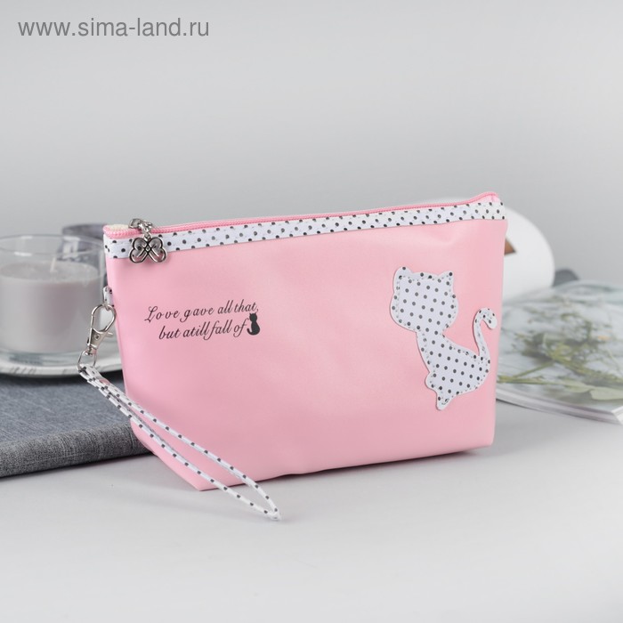 Косметичка-сумочка, отдел на молнии, с ручкой, цвет розовый - Фото 1