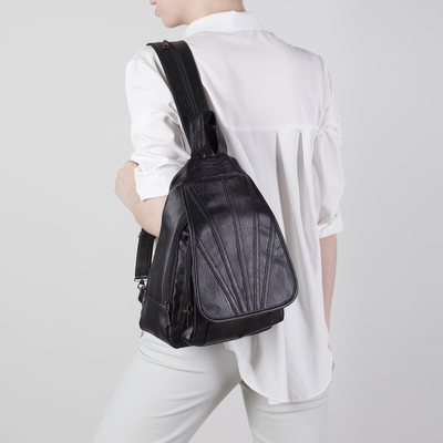 Рюкзак молодёжный, с кошельком, 2 отдела на молниях, 2 наружных кармана, цвет чёрный