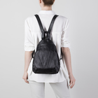 Рюкзак молодёжный, с кошельком, 2 отдела на молниях, 2 наружных кармана, цвет чёрный - Фото 3