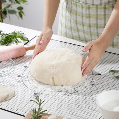 Коврик для выпечки и раскатки теста с разметкой, армированный, силикон, 60×50 см, чёрный