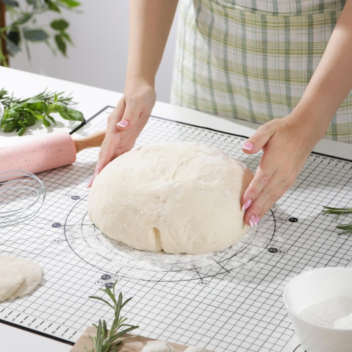 Коврик для выпечки и раскатки теста с разметкой, армированный, силикон, 60×50 см, чёрный - Фото 1