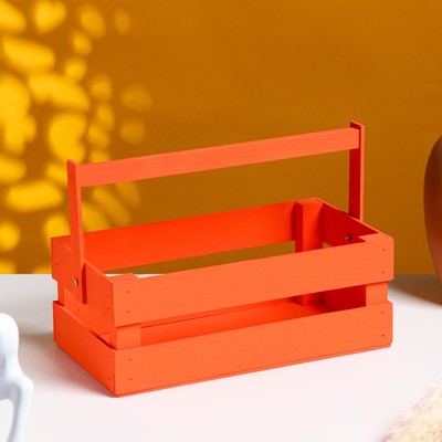 Кашпо деревянное 24.5×13.5×9 см "Двушка Лайт", двухреечное, красный Дарим Красиво