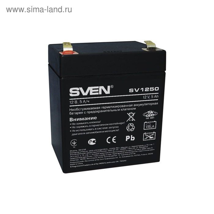 Батарея аккумуляторная SVEN SV 1250 (12V 5Ah) SV-0222005, 12В - Фото 1