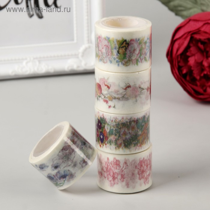 Клейкая лента декоративная бумажная "Летнее настроение" ширина 3 см длина 5 метров МИКС - Фото 1