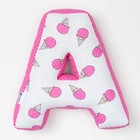 Мягкая буква подушка "А" 35х34 см, розовый, 100% хлопок, холлофайбер - Фото 1