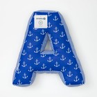 Мягкая буква-подушка «А», 35 × 34 см, цвет синий, 100 % хлопок, холлофайбер - Фото 2