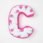 Мягкая буква подушка "С" 35х26 см, розовый, 100% хлопок, холлофайбер - Фото 1