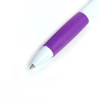 Ручка шариковая, автоматическая, корпус белый с фиолетовым резиновым держателем, стержень синий - Фото 2