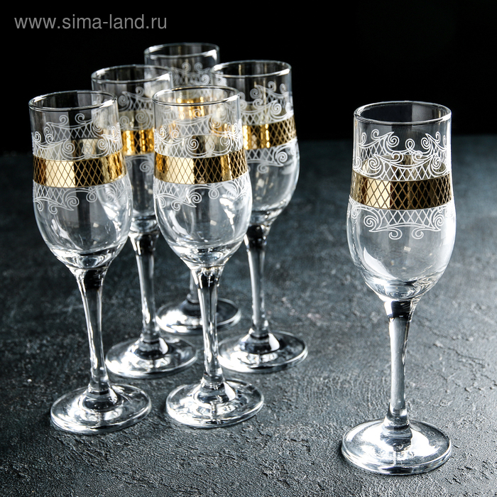 Набор бокалов для шампанского «Винтаж», 200 мл, 6 шт - Фото 1