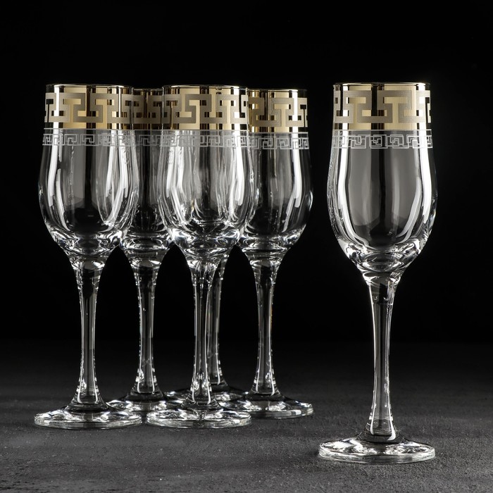 Набор бокалов для шампанского «Греческий узор», 200 мл, 6 шт - Фото 1