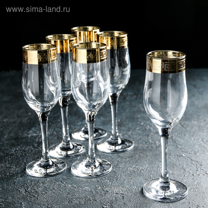 Набор бокалов для шампанского «Версаче Голд», 200 мл, 6 шт - Фото 1