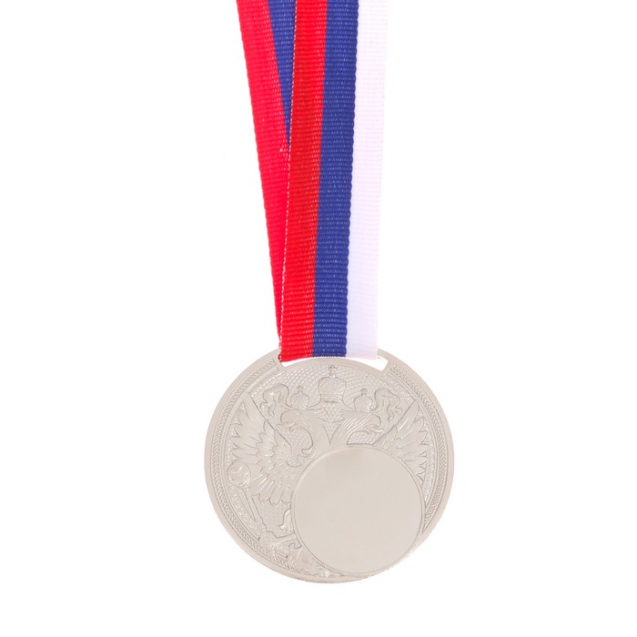 Медаль под нанесение «Герб», ⌀ 5 см., цвет сер., с лентой - фото 1886304345