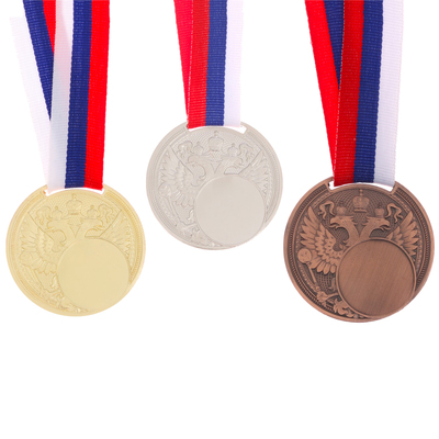 Медаль под нанесение «Герб», ⌀ 5 см., цвет бронз. с лентой