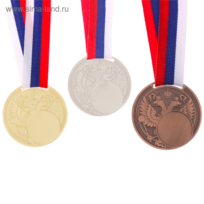 Медаль под нанесение «Герб», ⌀ 5 см., цвет бронз. с лентой - Фото 1