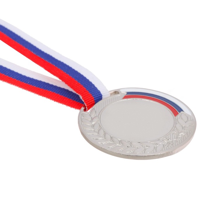 Медаль под нанесение«Лавры», ⌀ 5 см., триколор. Цвет сер. С лентой - фото 1886304358