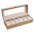 Шкатулка кожзам под часы 6 отделений "Космос. Золото" 8х30х11 см - Фото 2