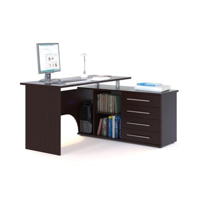 Стол компьютерный «КСТ - 109», угол правый, 4 ящика, 1400×750×1270 мм, цвет венге