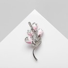 Брошь «Цветы ландыши», цвет бело-розовый в серебре - Фото 2