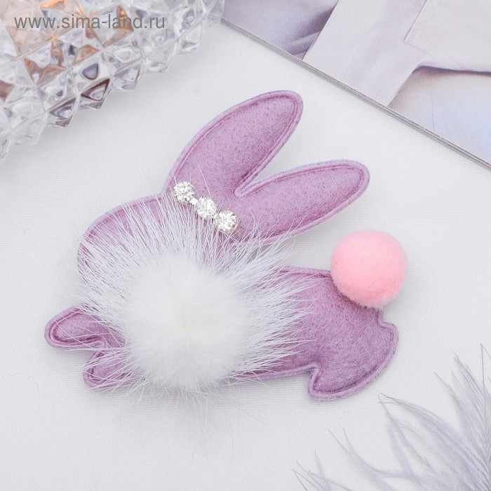 Брошь «Зайчик-пушистик», цвет розовый - Фото 1