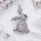 Брошь «Зайчик пасхальный», цвет радужный в серебре - Фото 1