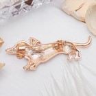 Брошь «Собака» такса с бантом, цвет красный в золоте - Фото 2